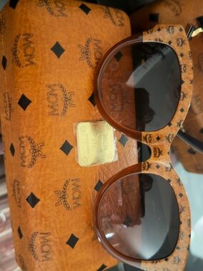 MCM Brown Monogram Round Sunglasses with Dark Lenses